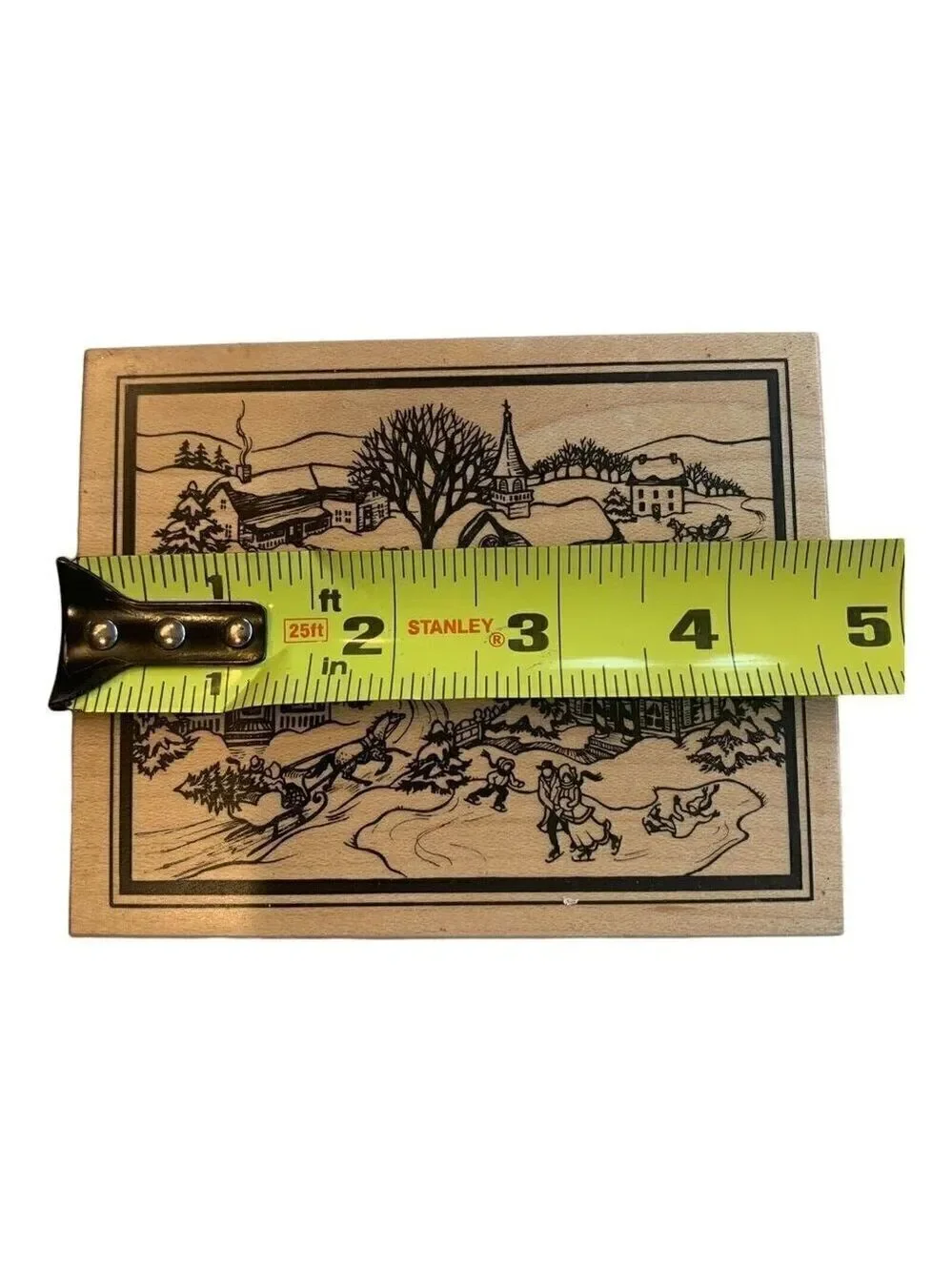 PSX Designs Wood Mounted Stamp Victorian Village Ice Skating K-2063 Snow Holiday